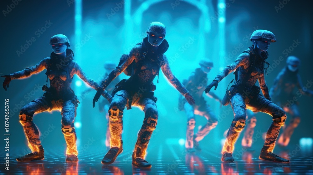 Fototapeta premium Cyberpunk Soldiers in a Futuristic World