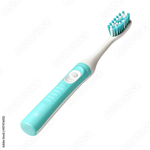 Rechargeable green electric toothbrush isolated on transparent background photo