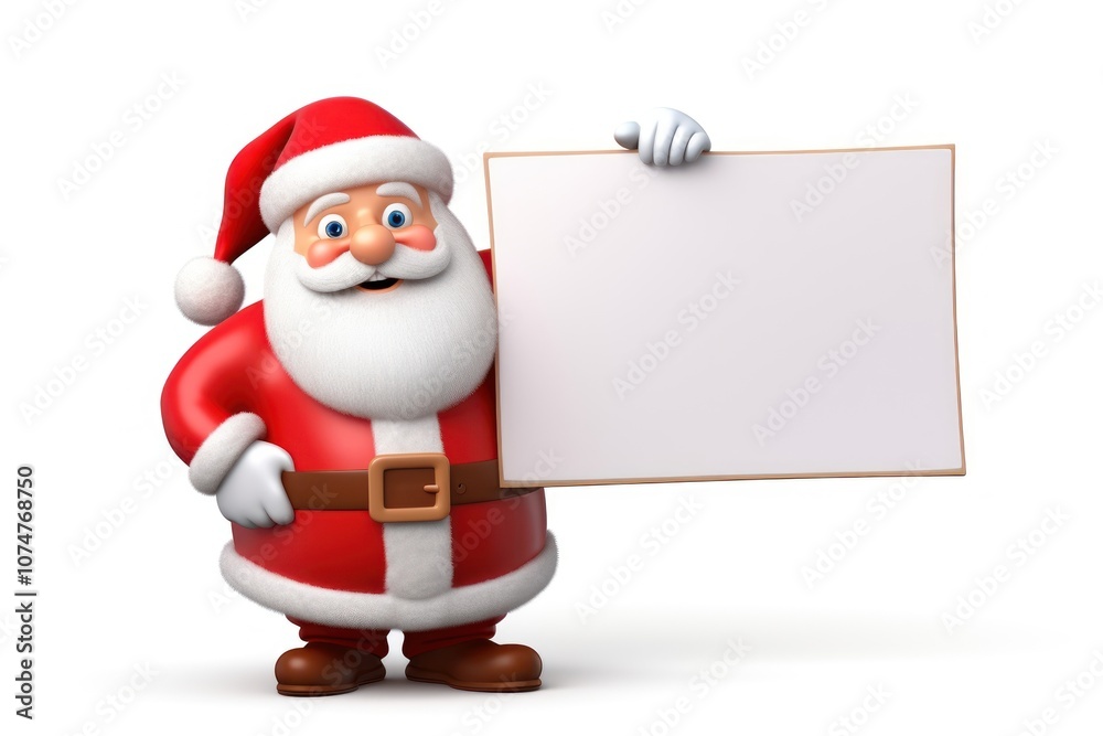 Santa Claus holding a white blank sign cartoon winter white background. Santa Claus holding a white blank sign cartoon winter white background.