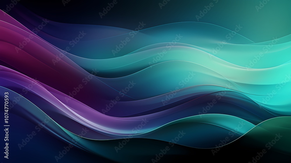 Fototapeta premium digital technology abstract blue green purple gradient curve poster background