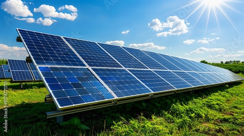 Solar Panel Array on a Sunny Day photo