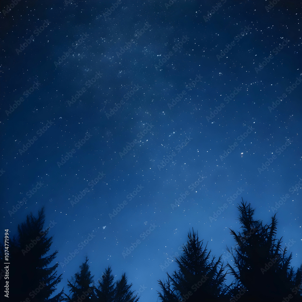 sky full of stars and silhouettes of trees below sky full of stars and silhouettes of trees below