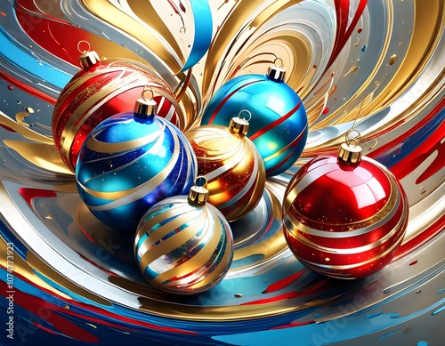 Abstract christmas background with colorful balls stock image