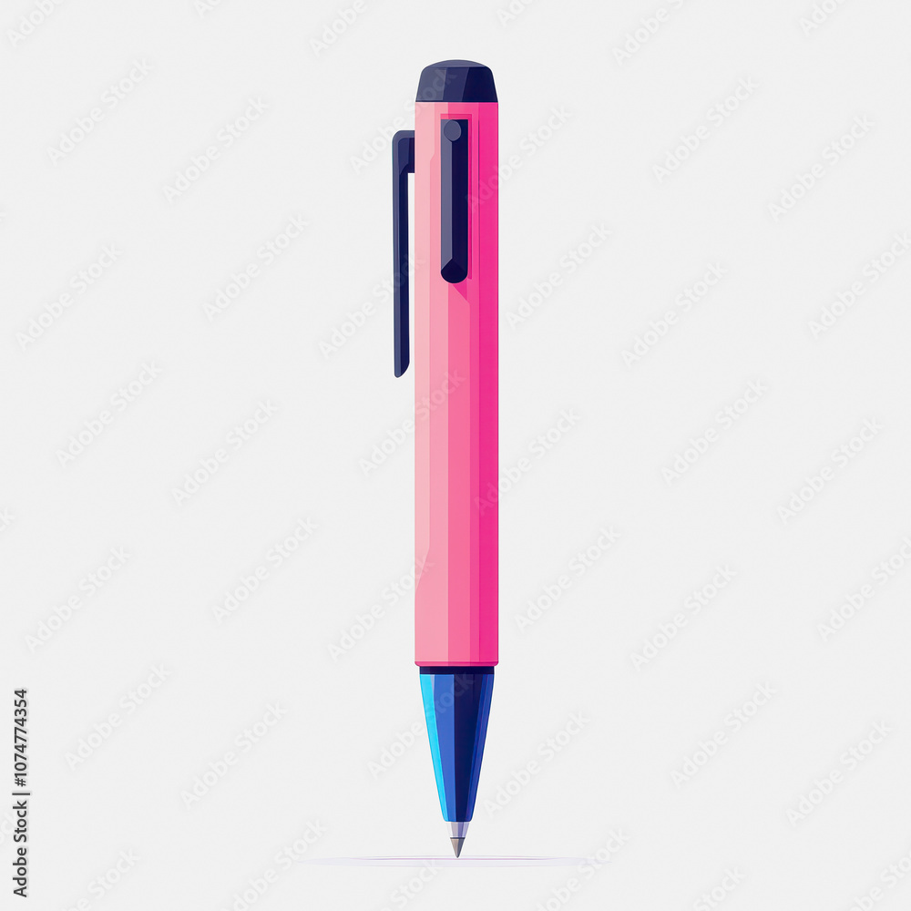 A vibrant and stylized pink pen standing upright against a clean white background. Ideal for designs related to stationery, writing, and creativity. A vibrant and stylized pink pen standing upright against a clean white background. Ideal for designs related to stationery, writing, and creativity.