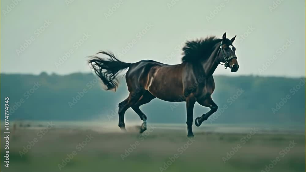 A majestic horse running across a field with energy and strength, showcasing freedom and power against a natural backdrop. A majestic horse running across a field with energy and strength, showcasing freedom and power against a natural backdrop.
