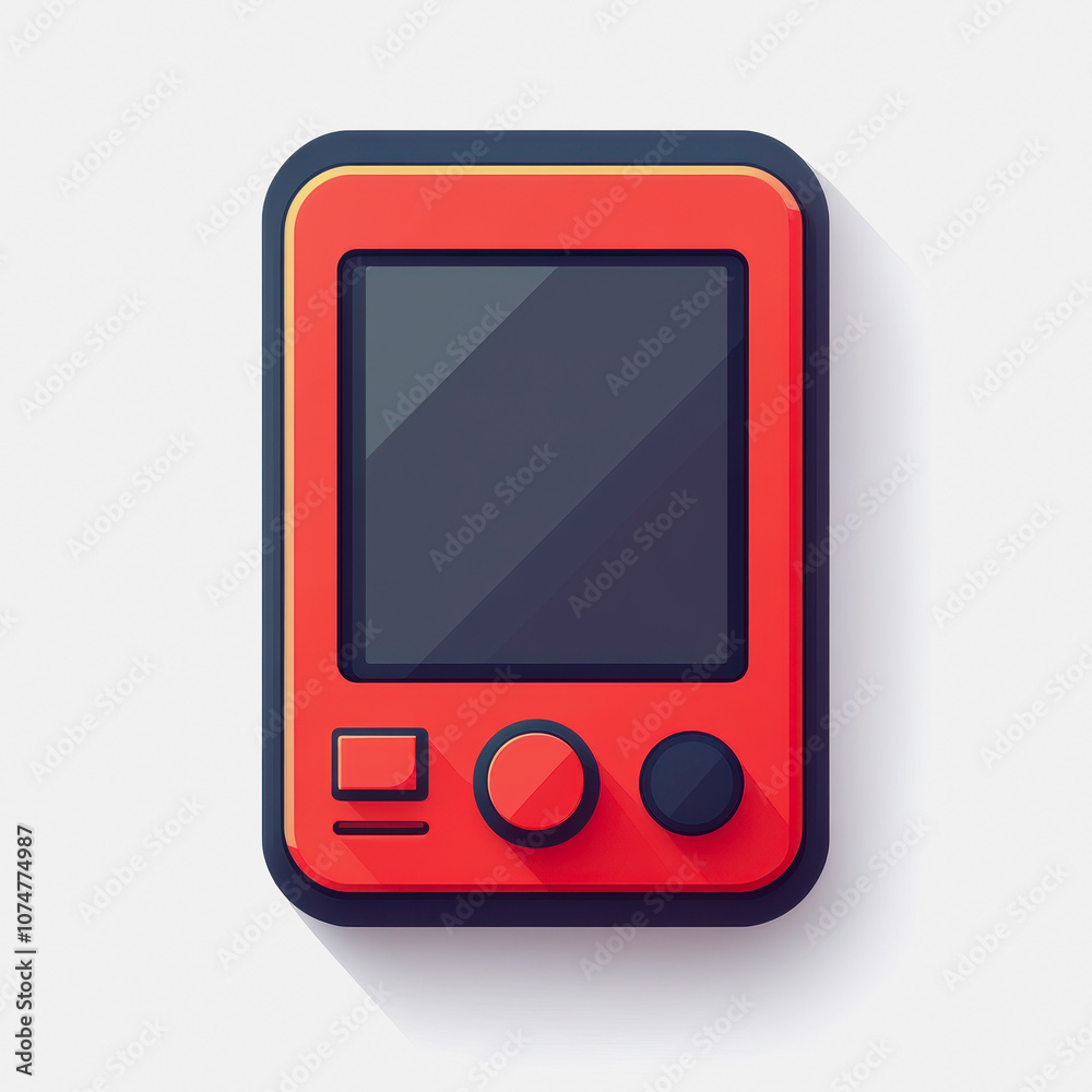 This flat icon features a simple digital reader in a vibrant red color on a clean white background. Ideal for tech and digital media projects. This flat icon features a simple digital reader in a vibrant red color on a clean white background. Ideal for tech and digital media projects.