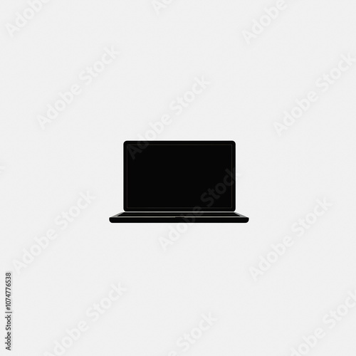 This minimalist laptop icon features a sleek black design on a clean white background. Ideal for technology-related projects, digital presentations, and creative designs.