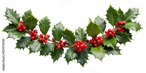 holly branches garland, transparent background