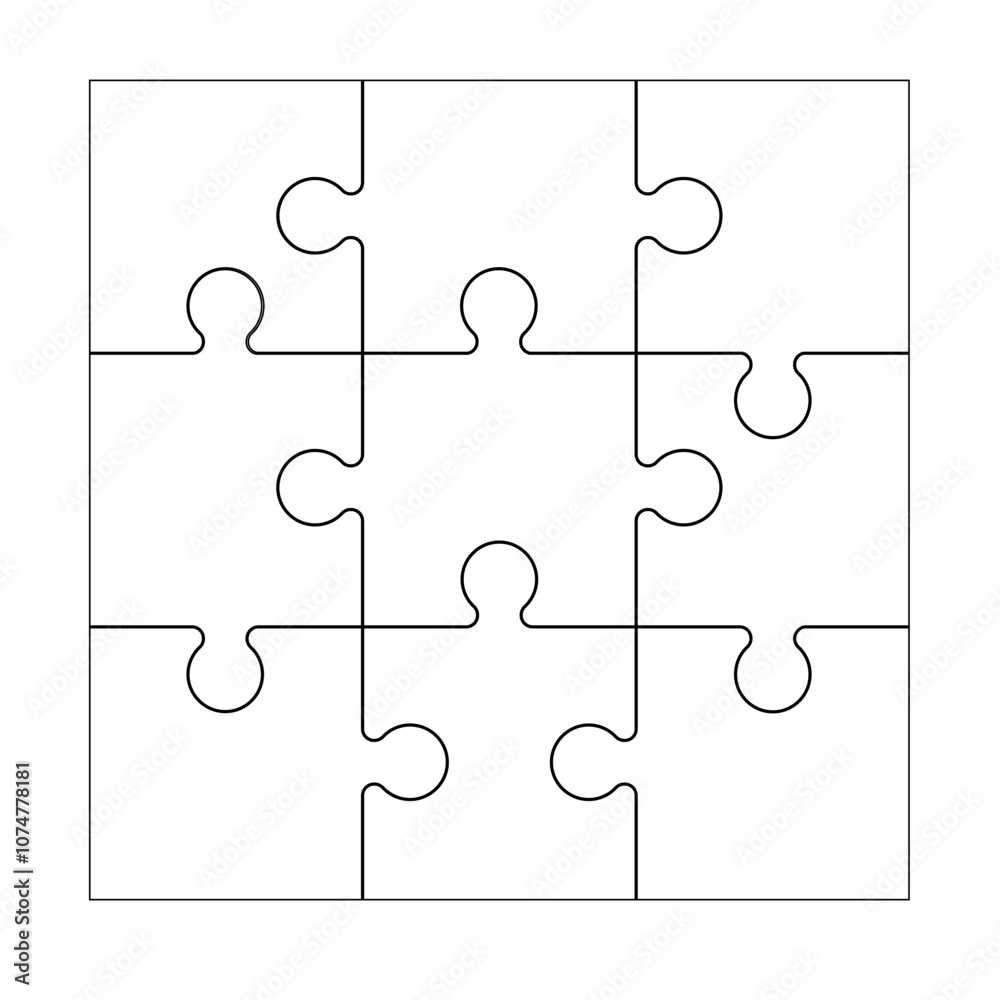 Set of black and white puzzle pieces isolated on a white background. Vector illustration Set of black and white puzzle pieces isolated on a white background. Vector illustration
