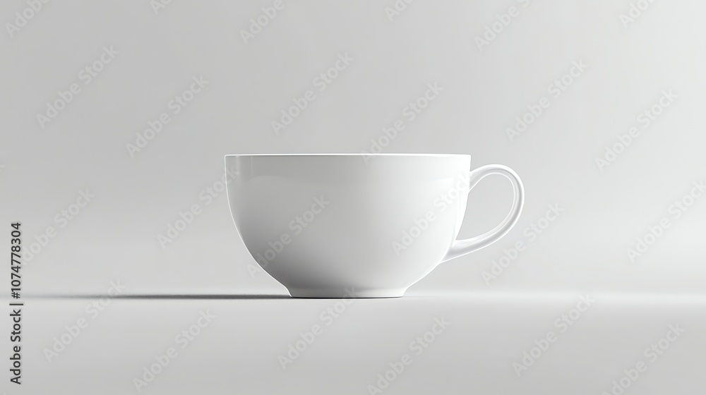 A plain white coffee mug on a white surface. A plain white coffee mug on a white surface.