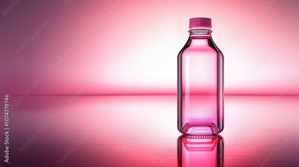 A vibrant pink water bottle reflecting in a stylish setting, perfect for modern aesthetics. A vibrant pink water bottle reflecting in a stylish setting, perfect for modern aesthetics.
