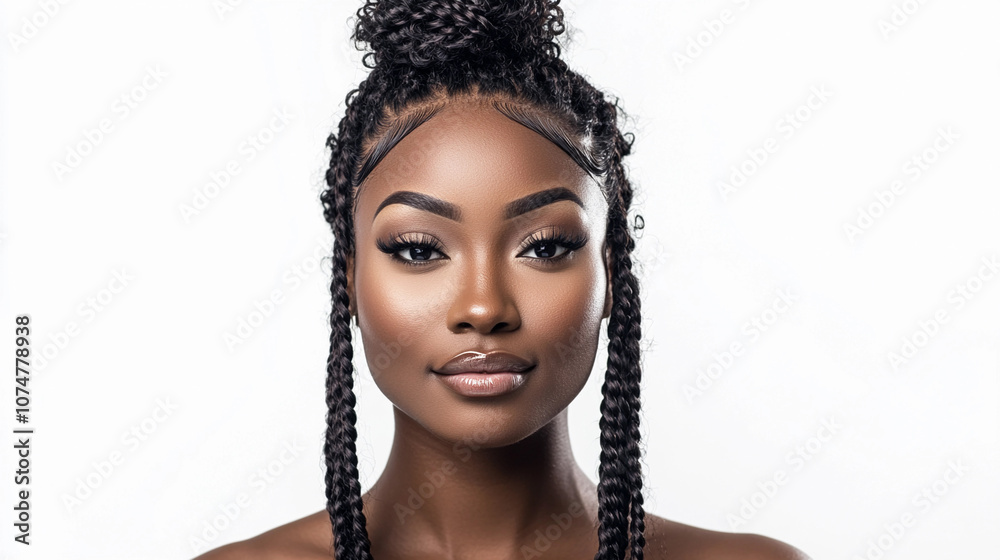 Woman with braids showing a confident expression indoors Woman with braids showing a confident expression indoors
