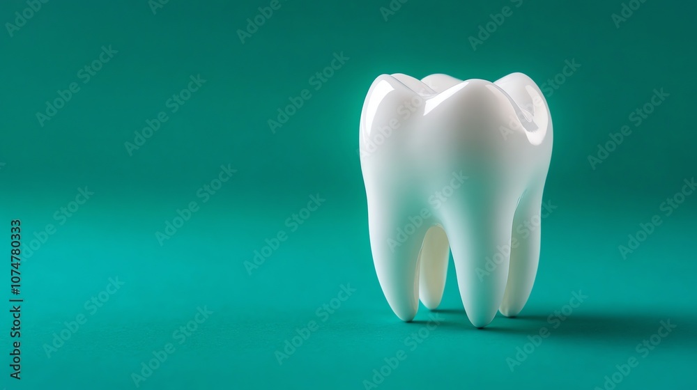 A white, healthy tooth against a teal background. A white, healthy tooth against a teal background.