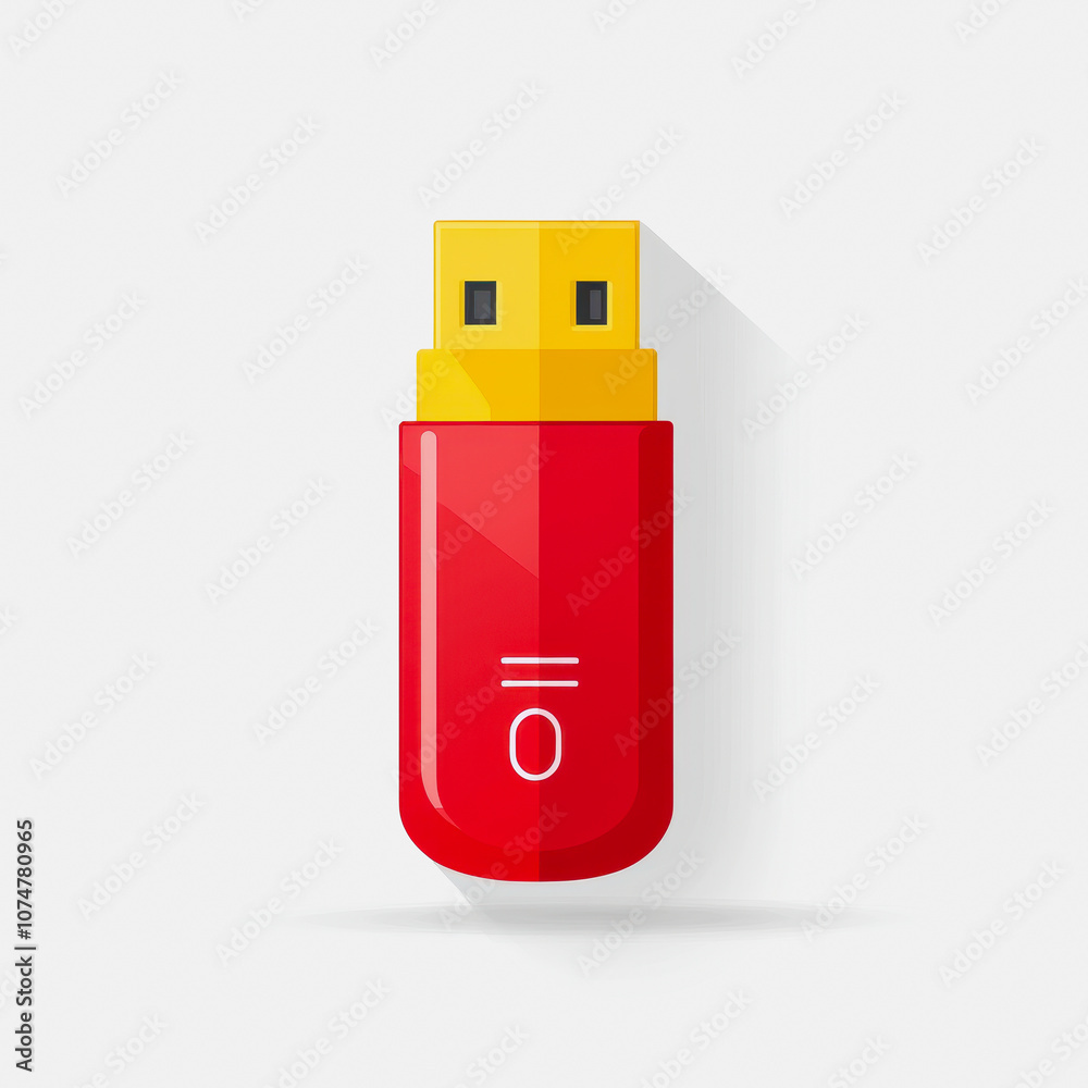 A vibrant red USB flash drive icon isolated on a clean white background, illustrating modern technology and data storage solutions. Perfect for digital applications. A vibrant red USB flash drive icon isolated on a clean white background, illustrating modern technology and data storage solutions. Perfect for digital applications.