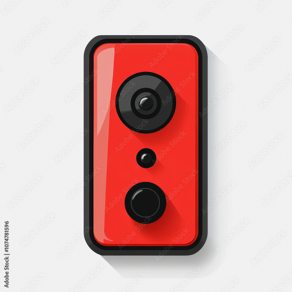 A modern red doorbell icon featuring a flat design. The icon is set against a clean white background, ideal for communication or security applications. A modern red doorbell icon featuring a flat design. The icon is set against a clean white background, ideal for communication or security applications.