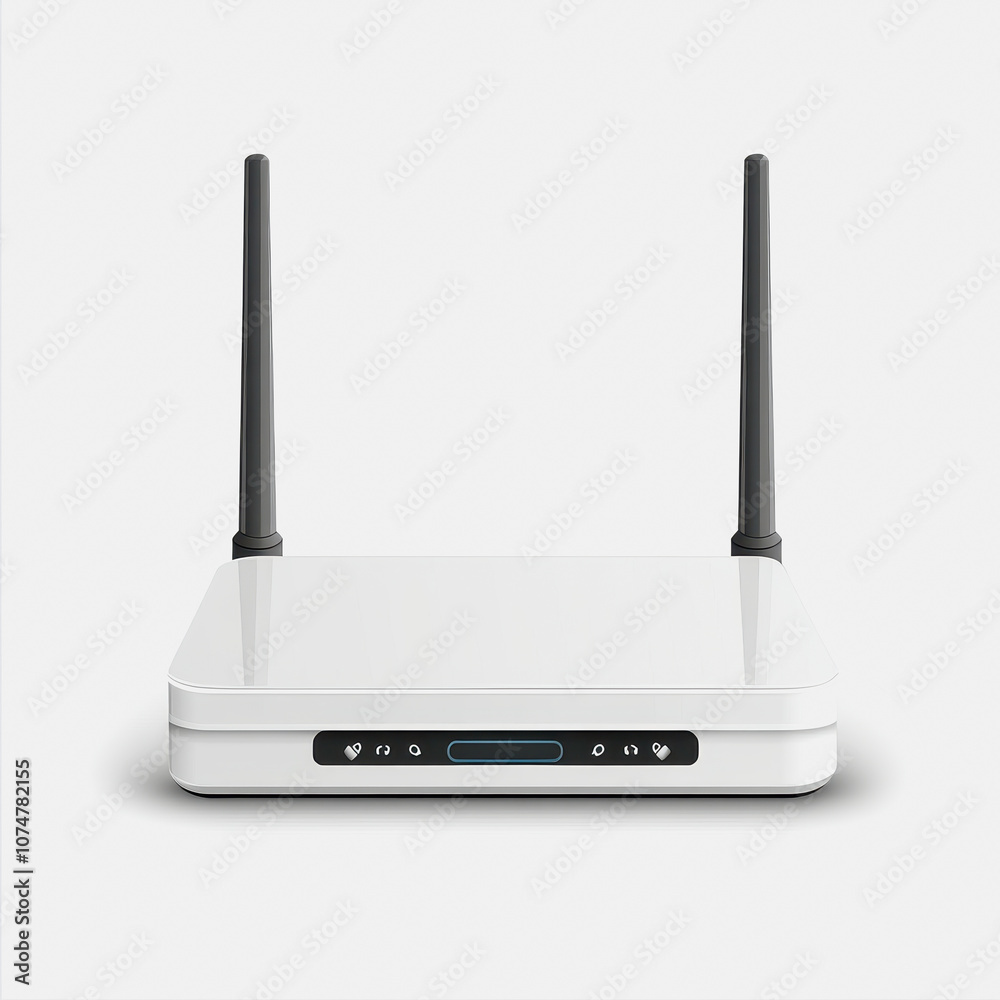 A simple wireless router icon displayed on a clean white background. Ideal for concepts related to internet connectivity and modern technology in digital design. A simple wireless router icon displayed on a clean white background. Ideal for concepts related to internet connectivity and modern technology in digital design.