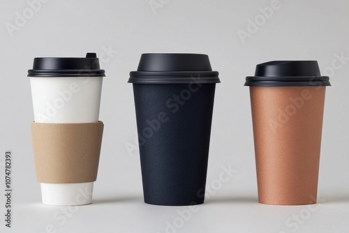 Wallpaper Mural Assorted Coffee Cups Representing Various Styles and Choices on a Cozy White Background, Three Different Types of Cups for a Perfect Morning or Afternoon Brew Torontodigital.ca