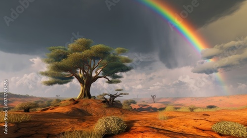 Rainbow After the Storm in the Savannah photo