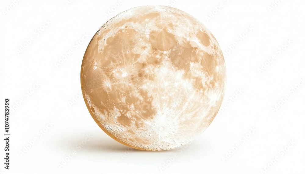 A full moon image, glowing softly with detailed surface features, serene and minimal, isolated on white background A full moon image, glowing softly with detailed surface features, serene and minimal, isolated on white background