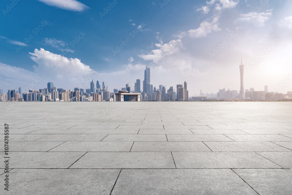 Vast Urban Landscape with City Skyline Under a Clear Sky Vast Urban Landscape with City Skyline Under a Clear Sky