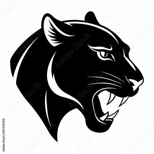 Panther head vector silhouette side view logo style black on a white background