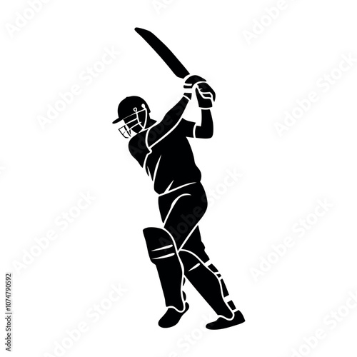 A man is playing cricket and swinging a bat. He is wearing a helmet and a black shirt