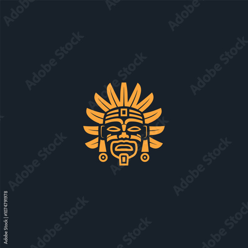 Ethnic mask tribal logo design modern vector