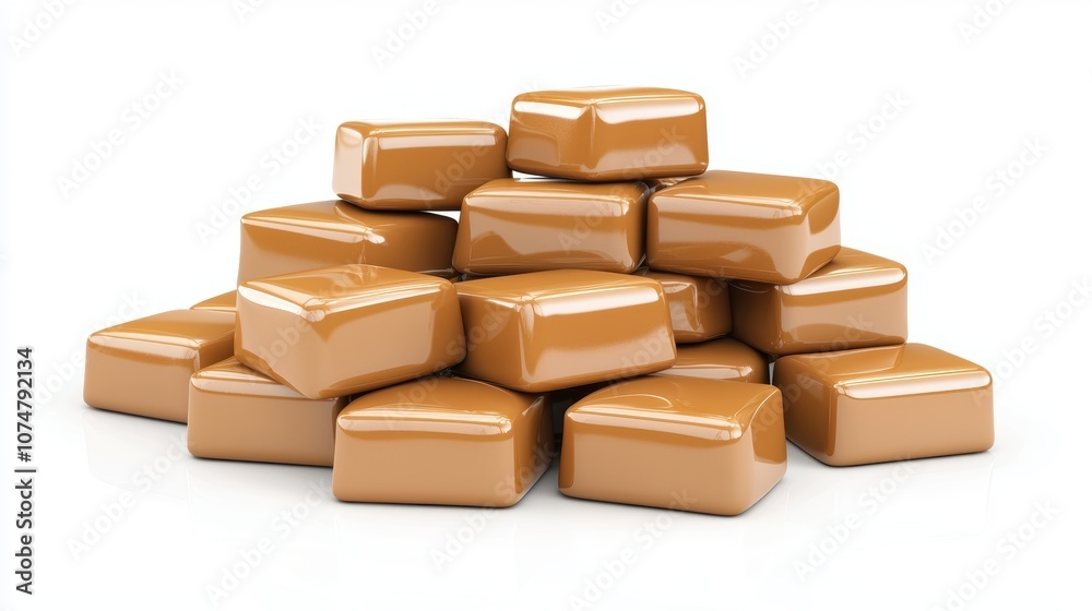 A mound of smooth, golden caramels stacked intricately, offering a deliciously sweet treat that's irresistible. A mound of smooth, golden caramels stacked intricately, offering a deliciously sweet treat that's irresistible.