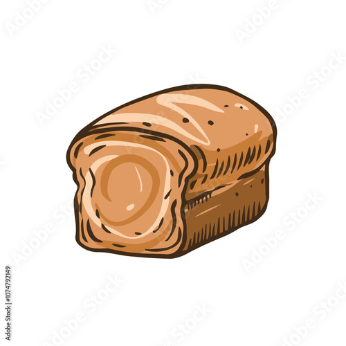 Beautiful and Freshly Baked Loaf of Bread Illustrated with a Rustic and Artisan Touch