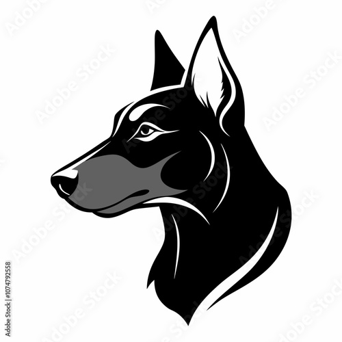 Dog head vector silhouette side view logo style black on a white background