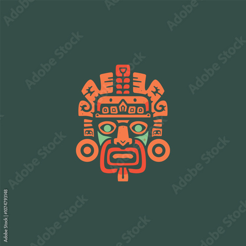 Ethnic mask tribal logo design modern vector