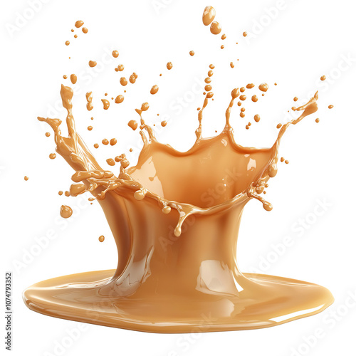 Delicious caramel splash isolated on transparent background photo