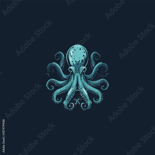 Octopus logo design vector vintage photo