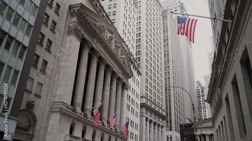 Wall Street, featuring the American Flag, is located in New York City, NYC