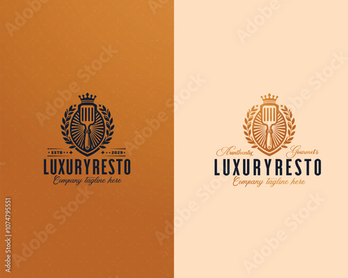 Royal elegant luxury gourmet restaurant logo template for food business
