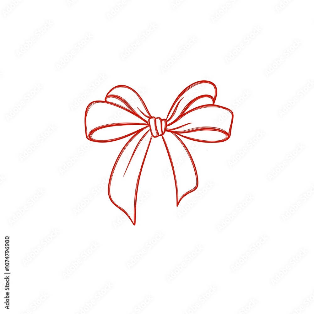 Freehand red bow sketch - template for postcard, textile Freehand red bow sketch - template for postcard, textile
