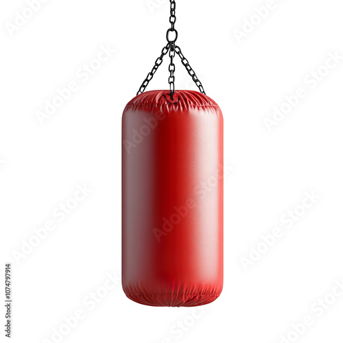 hanging punching bag isolated on transparent background photo