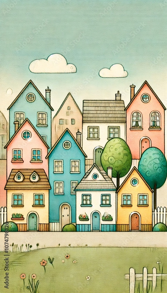 Naklejka premium illustration of houses