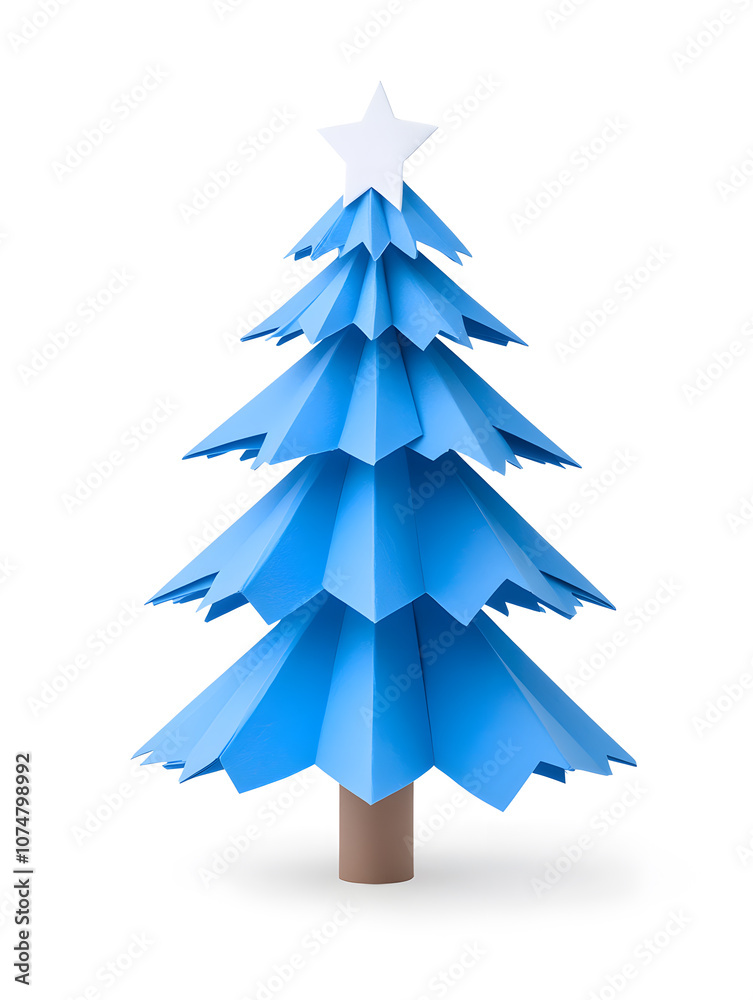 Origami paper Christmas tree isolated on white background Origami paper Christmas tree isolated on white background