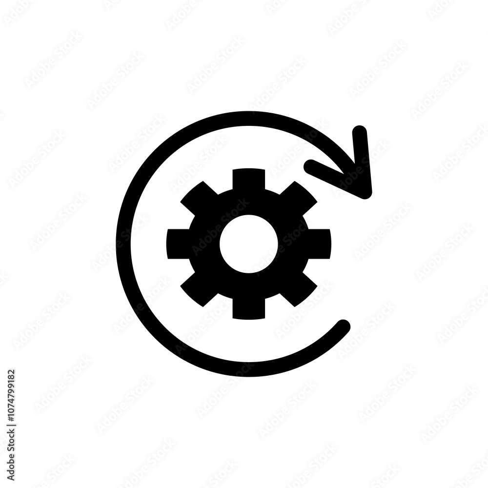 icon Circular arrow gear symbolizes continuous process. Suitable for business process, workflow, automation, industry, rotation concepts in designs, presentations. icon Circular arrow gear symbolizes continuous process. Suitable for business process, workflow, automation, industry, rotation concepts in designs, presentations.