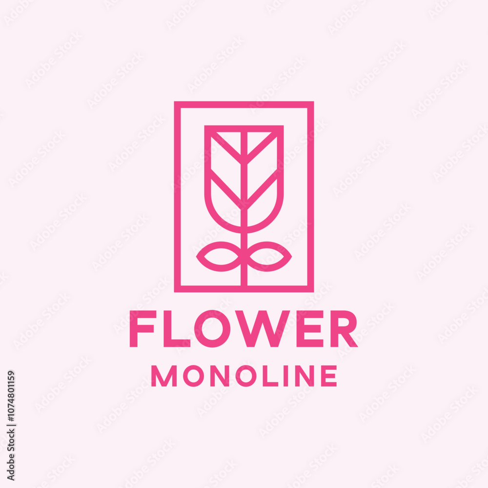Monoline Flower Logo Symbol Design Vector Emblem