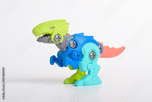 Fototapeta Naklejka Na Ścianę i Meble -  T-Rex Dinosaur toy isolated on white background. Plastic dinosaur toy