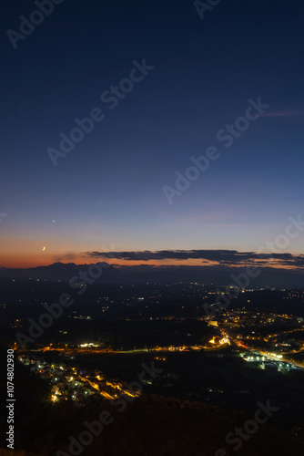 View of the city at night from above