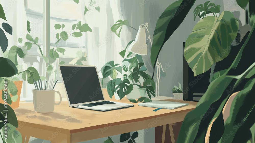 woman working on laptop, work from home