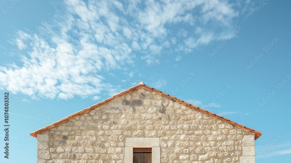 Minimalistic architecture featuring historic stone structures against clear blue sky Minimalistic architecture featuring historic stone structures against clear blue sky