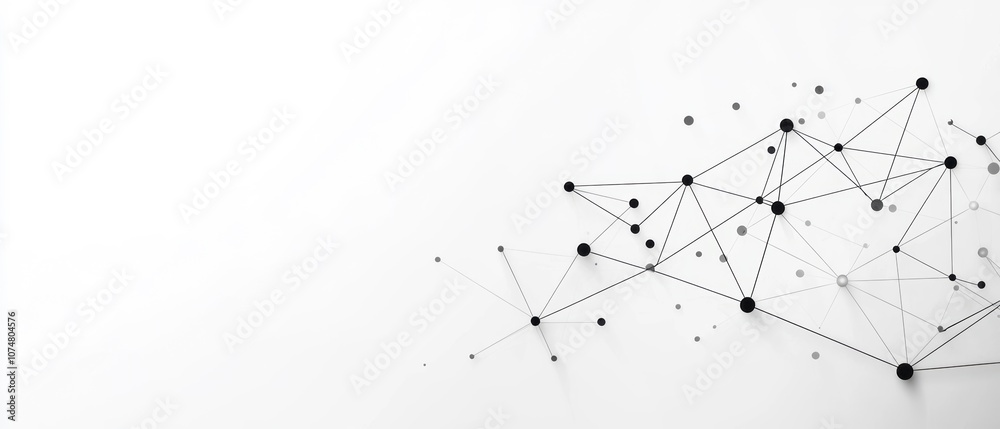 A minimalist black and white abstract design featuring interconnected nodes and lines, symbolizing networks or connections. A minimalist black and white abstract design featuring interconnected nodes and lines, symbolizing networks or connections.