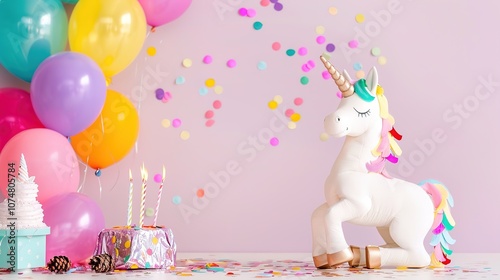 Transform Your Party with a Colorful Rainbow Unicorn Birthday Background