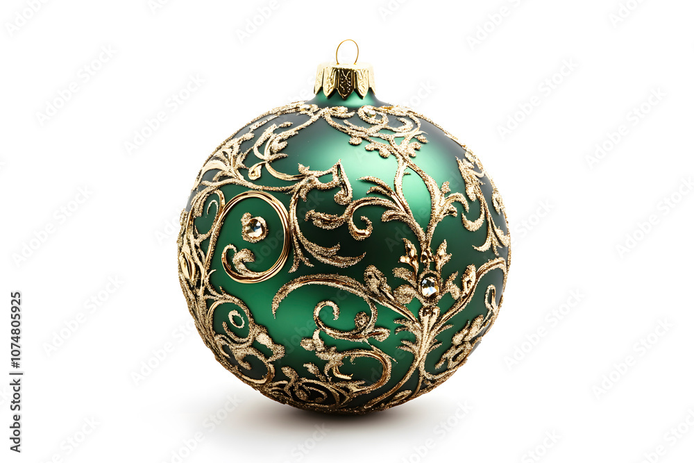 green christmas ball with elegant golden ornaments green christmas ball with elegant golden ornaments