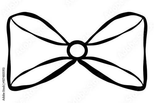 Hand drawn bow and ribbon doodle outline isolated.