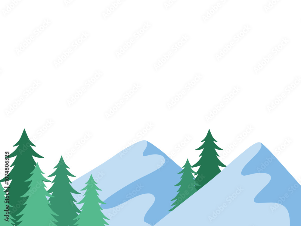 Obraz premium Christmas Background Snowy Mountain Illustration